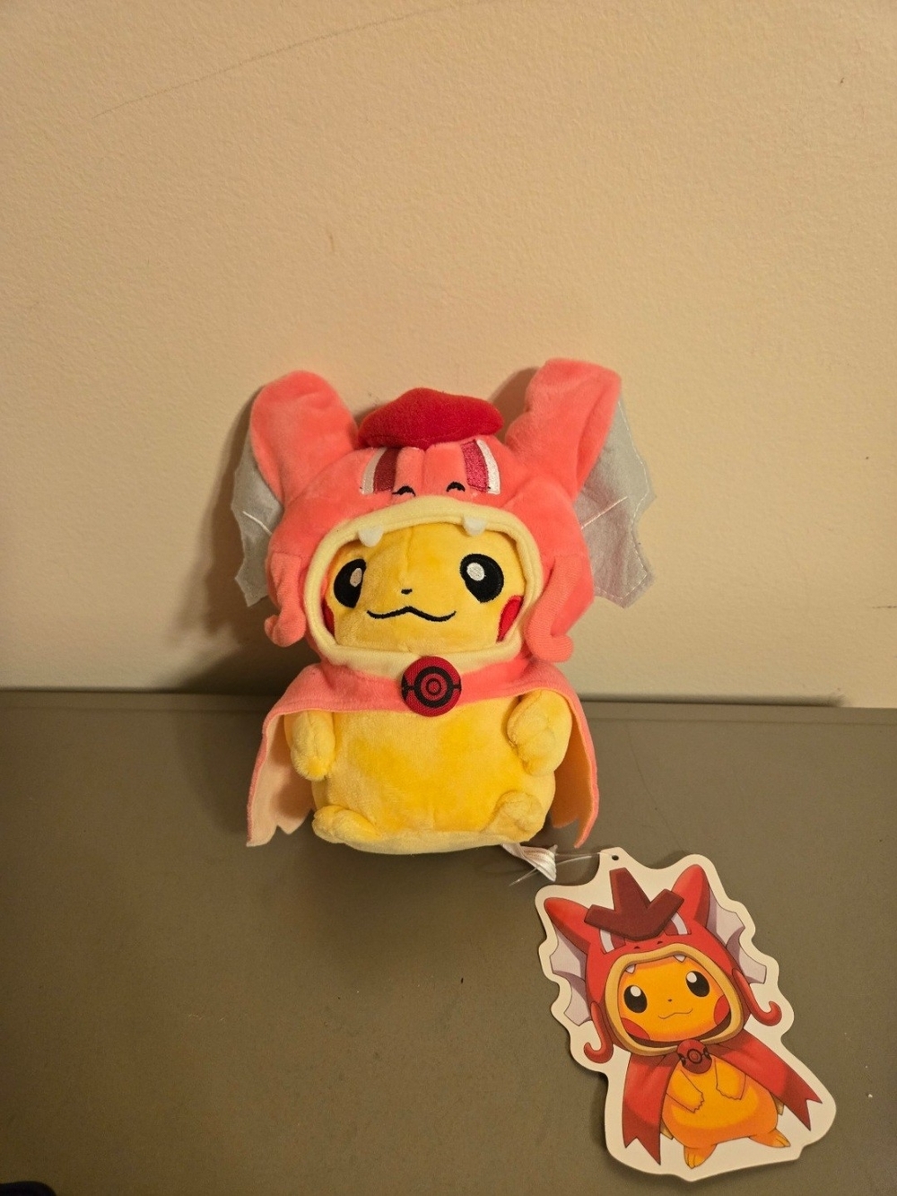 Official Pokémon Center Pikachu Wearing Red Gyarados Poncho 8" Plush Toy